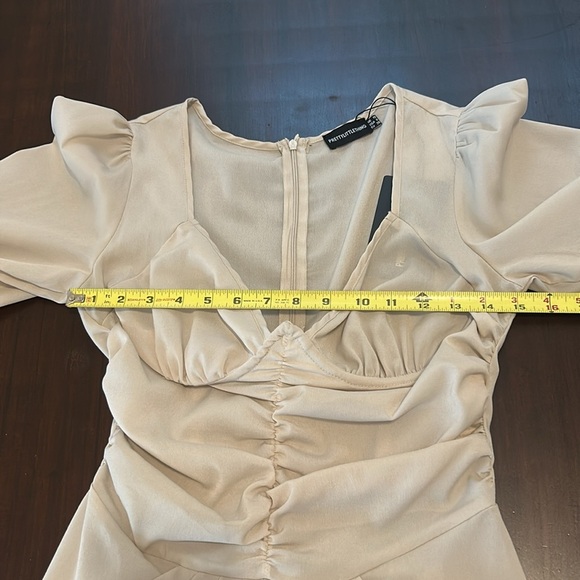 Pretty Little Thing Stone Underbust Detail Ruched Midi Dress Women Size 6 - Picture 9 of 17